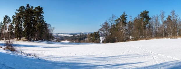 Bohemian and Moravian highland landscape, winter view