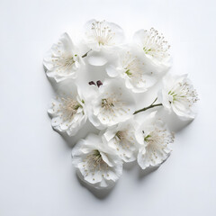 White cherry flowers with white background.