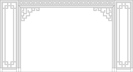 vector design illustration, sketch drawing of a large residential gate design, classic ethnic, vintage, Roman, Greek