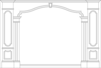 vector design illustration, sketch of a classic vintage Roman Greek residential gate design