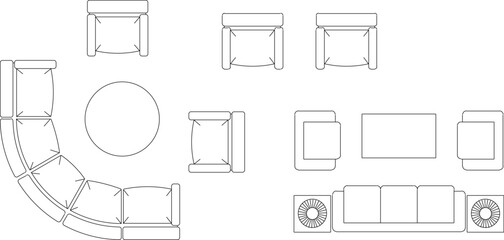 vector design illustration, sketch of living room chair design drawing