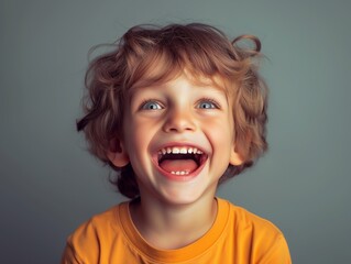 Happy and Joyful young boy laughing cheerfully, isolated Background.