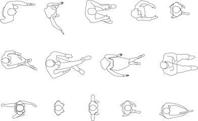 Vector illustration of a silhouette sketch design of people doing activities seen from above