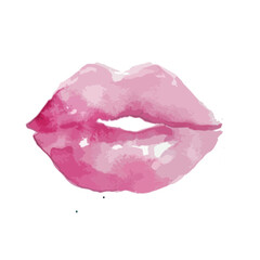 red lips isolated on white. pink lips, lip gloss, kiss. watercolor lips.