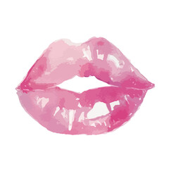 pink kiss., pink lips isolated on white background