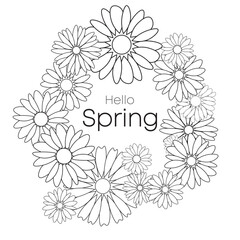 Vector background with floral line art design with a spring theme,greeting card.