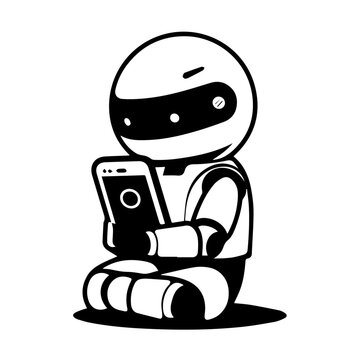 robot vector illustration. robot using phone. robot logo.
