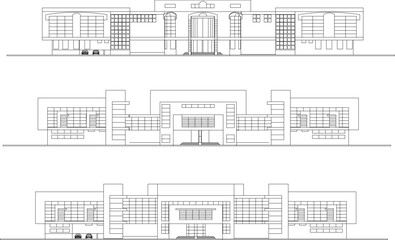 vector design illustration, architectural sketch, detailed architectural drawing of a modern supermarket building