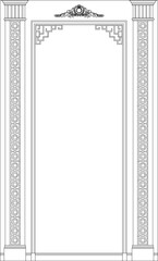vector design illustration, sketch drawing of a large classic vintage Roman Greek residential gate design