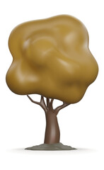 A Trees isolated on a white background. 3D tree for landscape design, Garden, and park green tree. Icons for city maps, and games. autumn forest plants collection. 3d render png illustration