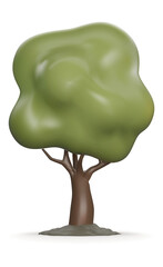 A Trees isolated on a white background. 3D tree for landscape design, Garden, and park green tree. Icons for city maps, and games. Green forest plants collection. 3d render png illustration.
