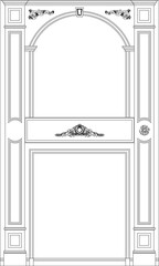 vector design illustration, sketch drawing of a large classic vintage Roman Greek residential gate design