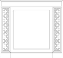 vector design illustration, sketch drawing of a large residential gate design, classic ethnic, vintage, Roman, Greek
