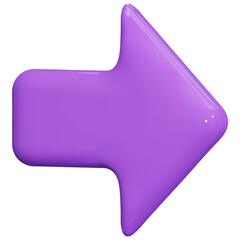 A purple png arrows. Shiny 3d glass Arrows icon. Arrows Cartoon minimal style collection. 3d png illustration.