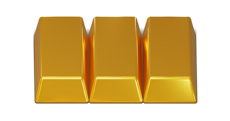 Golden Bars. Collection of realistic golden bricks solid. Gold bars icon. Financial concept. 3D png illustration.