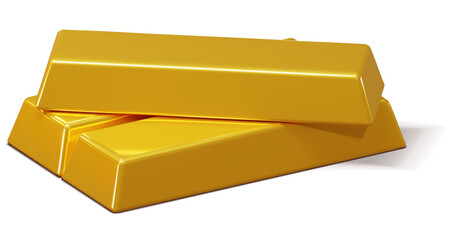 Golden Bars. Collection of realistic golden bricks solid. Gold bars icon. Financial concept. 3D png illustration.