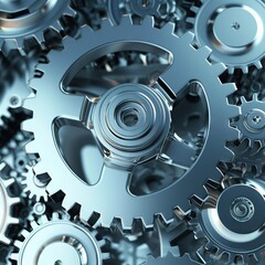 Gears interlocking. concept of process and business. Generative AI - 733069022