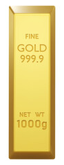 A single Golden Bars. Realistic golden bricks solid. Gold bars icon. Financial concept. 3D Vector illustration.