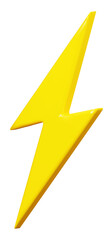 Lightning bolt. Thunderbolt, lightning strike. 3D png illustration.