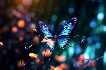 butterfly on a flower with blur background with generative ai