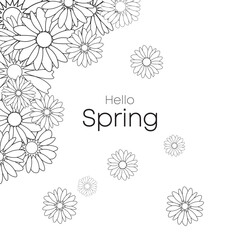 Vector background with floral line art design with a spring theme,greeting card.