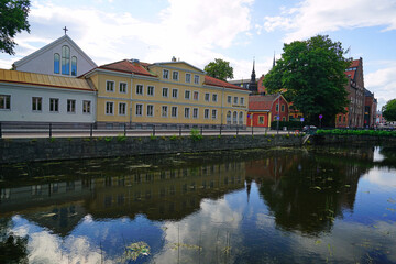 Fototapeta na wymiar River Fyris in the town of Uppsala Sweden