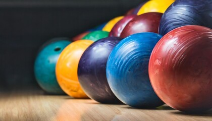Fototapeta na wymiar close up of bowling balls