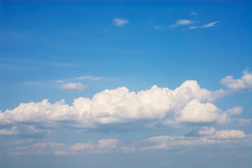 Blue Sky background with white clear clouds