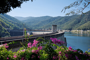 The electric energy from water. The Bhumibol Dam(formerly known as the Yanhi Dam) in Thailand.