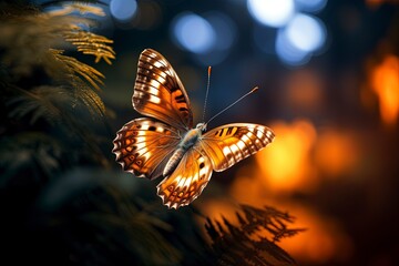 Fototapeta na wymiar butterfly on a flower with blur background with generative ai