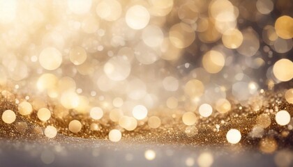 Obraz na płótnie Canvas festive abstract christmas bokeh background golden bokeh lights beige new year anniversary wedding banner