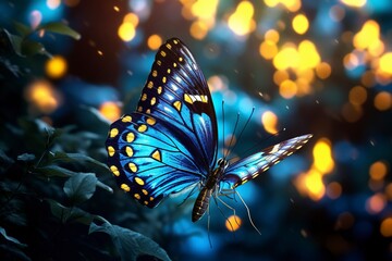 butterfly on a flower with blur background with generative ai - obrazy, fototapety, plakaty