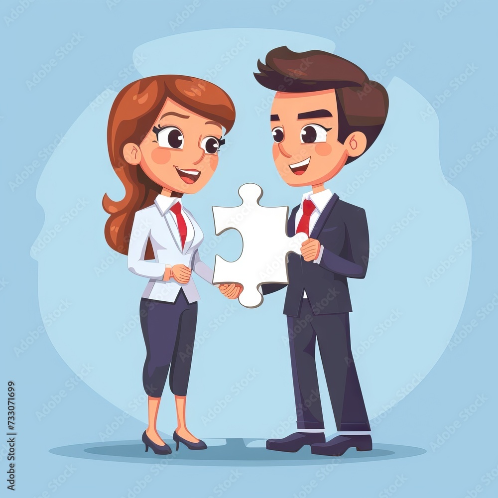 Poster teamwork of partners that work together as integration and startup concept. generative ai