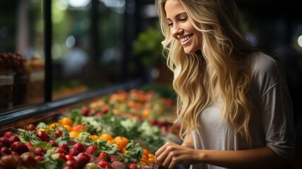 Young woman buying fruit