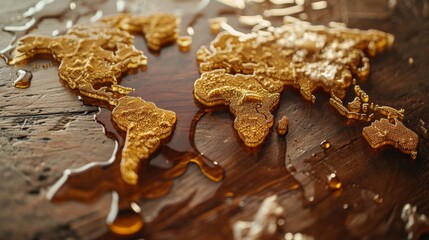 World map made of honey. All continents of the bees world
