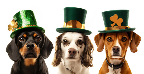 Dogs wearing st patrick's hats