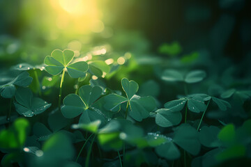 St. Patrick's Day - Green clover with a nice background - obrazy, fototapety, plakaty