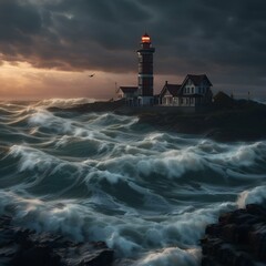 Obraz premium lighthouse at dusk