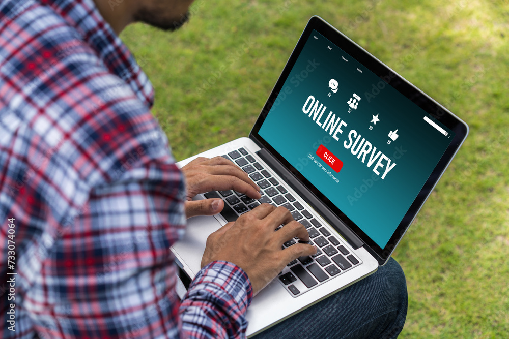 Poster online survey form for modish digital information collection on the internet network