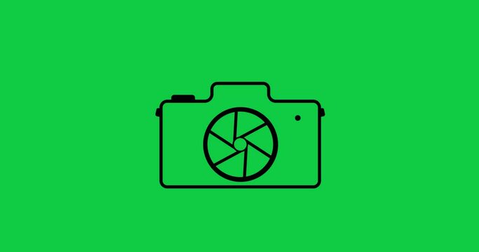 Photography Logo Animation. Camera, Shutter, Capture, Lens Design. 4K High Quality Green Screen Video. Transparent Background.
