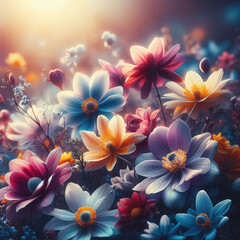 Fototapeta premium Beautiful blooming flowers. Spring-summer garden, fairy tale nature