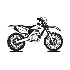 Motocross bike in cartoon, doodle style . Image for t-shirt, web, mobile apps and ui. Isolated 2d vector illustration in logo, icon, sketch style, Eps 10, black and white. AI Generative