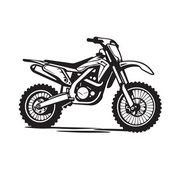 Motocross bike in cartoon, doodle style . Image for t-shirt, web, mobile apps and ui. Isolated 2d vector illustration in logo, icon, sketch style, Eps 10, black and white. AI Generative