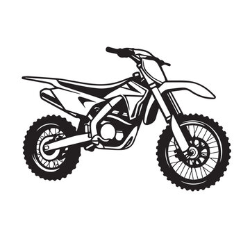 Motocross bike in cartoon, doodle style . Image for t-shirt, web, mobile apps and ui. Isolated 2d vector illustration in logo, icon, sketch style, Eps 10, black and white. AI Generative