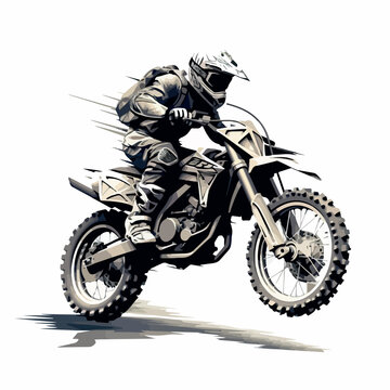 Motocross bike in cartoon, doodle style. Image for t-shirt, web, mobile apps and ui. Isolated 2d vector illustration in logo, icon, sketch style, Eps 10. AI Generative