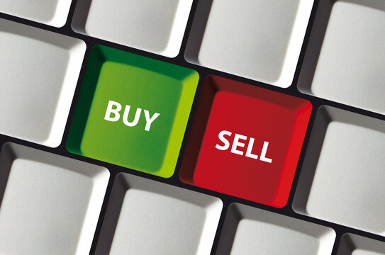 Buy Sell button on computer keyboard for business stock 