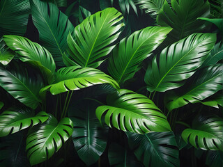 Lush Canopy: Illustration of Green Tropical Forest with Natural Leaves. tropical forest background illustration. generative AI
