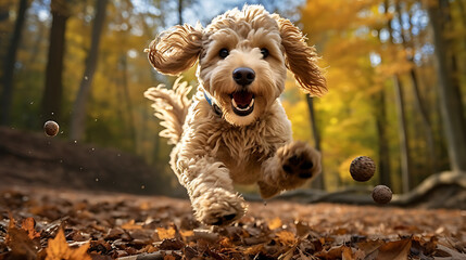 Golden doodle playing