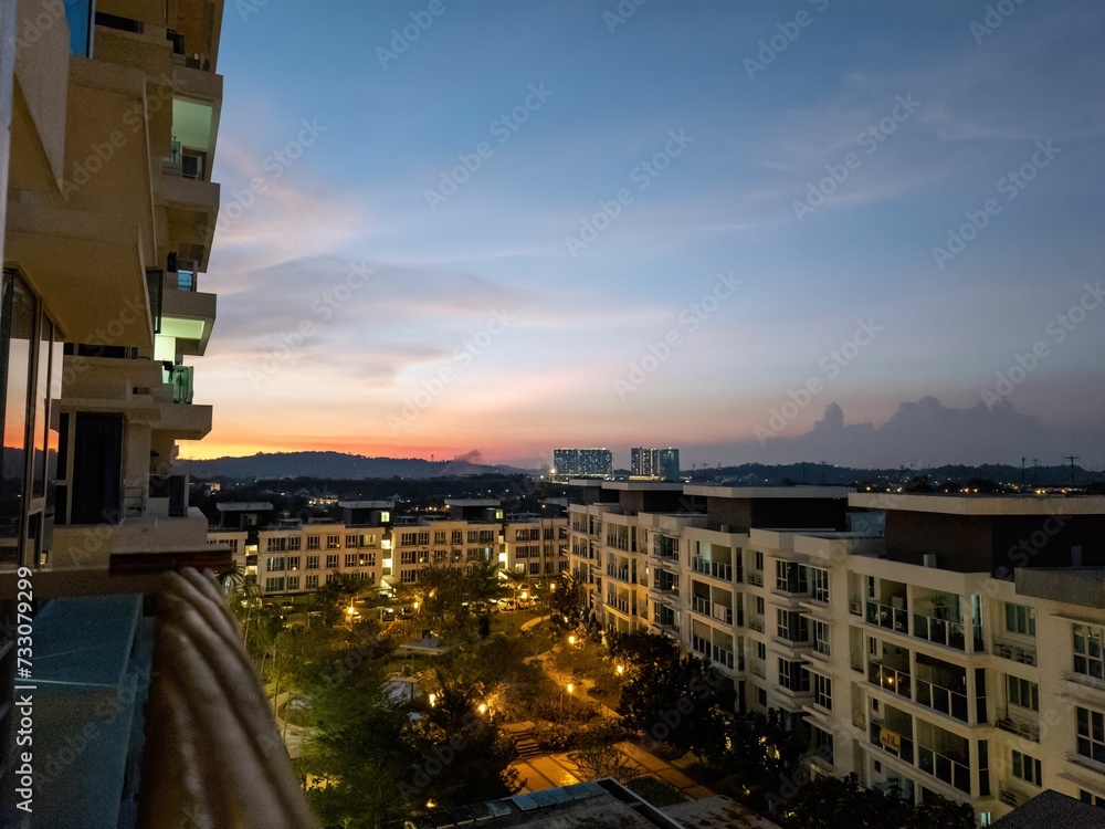 Poster Sunsets at the Bandar Seri Putra residential area in Malaysia.