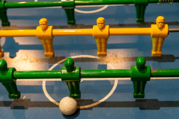 Closeup shot of table football players